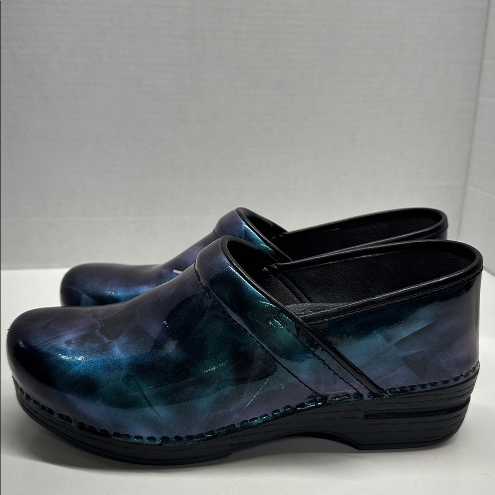 Dansko Clogs Professional XP Patent Leather Marble Blue Black Size EU 41 US 11 - Picture 2 of 11